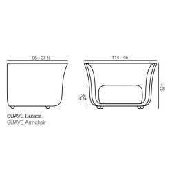 Fauteuil Vondom design Suave en tissu déperlant rouge Grenat 1046