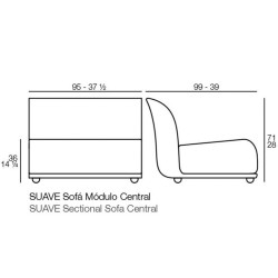 Fauteuil central Vondom design Suave en tissu déperlant rouge Grenat 1046