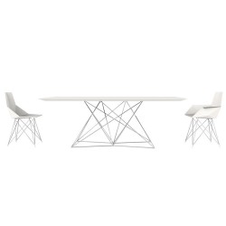 Table Faz Vondom 200x100 piètement inox plateau blanc