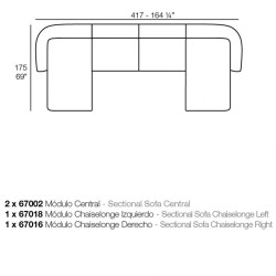 Canapé Sofa Vondom design Suave gauche en tissu déperlant blanc Snow 1041