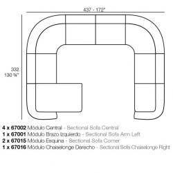 Canapé Sofa Vondom design Suave gauche en tissu déperlant blanc Snow 1041