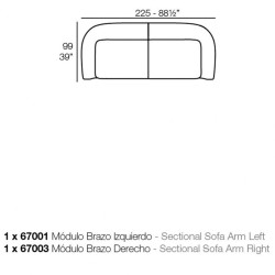 Canapé Sofa Vondom design Suave gauche en tissu déperlant blanc Snow 1041