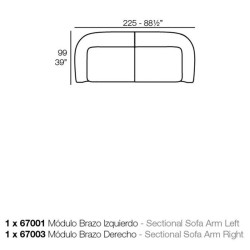 Canapé Sofa Vondom design Suave droit en tissu déperlant rouge Grenat 1046