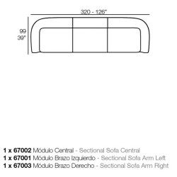 Canapé Sofa Vondom design Suave angle en tissu déperlant rouge Grenat 1046