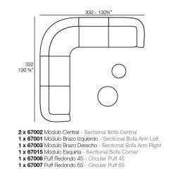 Sofa méridienne gauche Suave Vondom tissu déperlant Gris 1043
