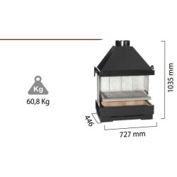 BarBecue Ferlux para pose ou tijolos refratários e aço com hotte