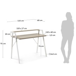 Bureau Light avec plateau en 110x60 et étagère en contreplaqué effet bois KosyForm