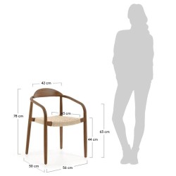 Set of 2 Chairs with armrest in black and beige eucalyptus KosyForm