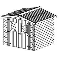 Abri de Jardin Habrita Dublin en bois massif 5,32 m2 avec toit plaques ondulées