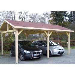 Posto auto coperto in legno 28m2 con tetto Habrita