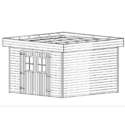 Abri de jardin en bois Habrita 14,75 m2 avec toit plat