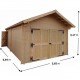 Solid wood garage Habrita 24,23m2 in planks of 60mm