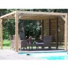 Pergola en bois Habrita avec Ventelles amovibles sur Toiture et un côté 348x310x232 Veneto