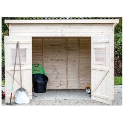 Cobertizo de jardín Habrita de madera maciza 25,37 m2 con techo plano de acero