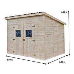 Cobertizo de jardín Habrita de madera maciza 25,37 m2 con techo plano de acero