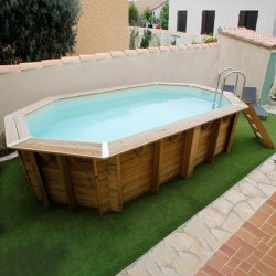 Piscine Bois Ubbink Océa 355x550 H120cm Liner Beige sable