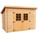 Habrita Garden Shed en madera maciza 6,05m2 con placas corrugadas de techo