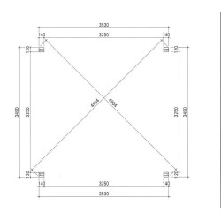 Chiosco giardino in legno Blueterm 12,32 m2 con 2 pareti Habrita