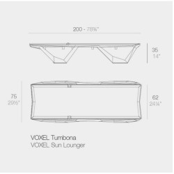 Juego de 4 tumbonas Vondom Voxel con 4 mesas de centro