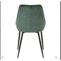 Set of 4 chairs meal velvet green with Base Metal Black Kari KosyForm