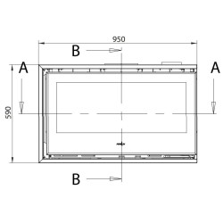 Inserto in legno Ferlux Panoramic 90 Angle con 2 lati vetrati 18 kW