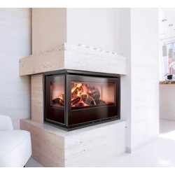 Inserto in legno Ferlux Panoramic 90 Angle con 2 lati vetrati 18 kW