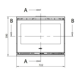 Inserção de madeira Ferlux Panoramic 90 com 3 lados envidraçados 18 kW