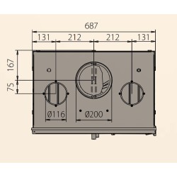 Ferlux Siris Inserto de madera de hierro fundido con turbo 16 kW