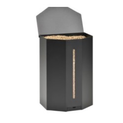 Armazenamento de pellets de madeira de quartzo com rodízios preto fosco design dezenove