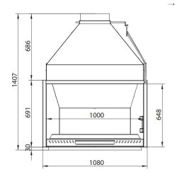 Ferlux barbacoa empotrada S100 acero con capucha