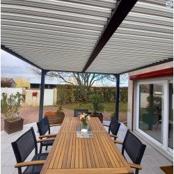 Bioklimatische Pergola Habrita 21,5 m2 Aluminium Anthrazit und Dach mit Ecru-Lamellen