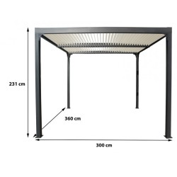 Pérgola bioclimática Habrita 21,5 m2 Aluminio antracita y cubierta con lamas de color crudo