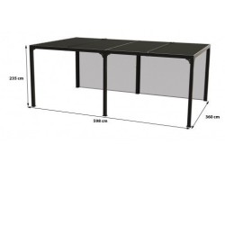 Pergola bioclimatique Habrita 21.52 m2 avec 2 rideaux coté 3.6