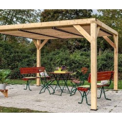 Habrita Holzpergola 341x313x217 mit abnehmbaren Saugnäpfen auf Dach