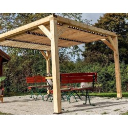 Habrita Holzpergola 341x313x217 mit abnehmbaren Saugnäpfen auf Dach
