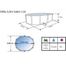 Round above ground pool TOI Prestigio white 350x132 with complete kit