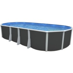 Oberirdischer Pool TOI Ibiza Compact oval 730x366x132 mit komplettem Anthrazit-Kit