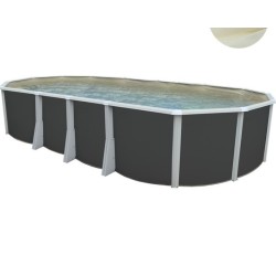 Oberirdischer Pool TOI Ibiza Compact oval 730x366x132 mit komplettem Anthrazit-Kit