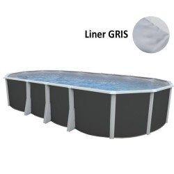 Oberirdischer Pool TOI Ibiza Compact oval 730x366x132 mit komplettem Anthrazit-Kit