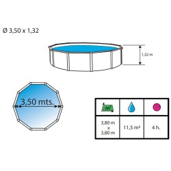 Above ground pool TOI Magnum round 350x132 with complete kit Anthracite