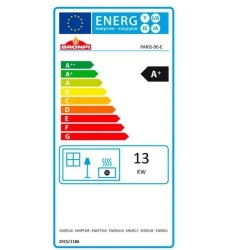 Rechts verglaster Eckholzeinsatz Bronpi Paris 90-ED Vision 14kW mit Turbine