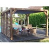 Pergola en bois Habrita avec Ventelles amovibles sur Toiture et un côté 348x310x232 Veneto