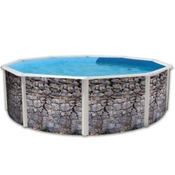 Piscine hors sol TOI Pierre Grise ronde 350xH120 avec kit complet