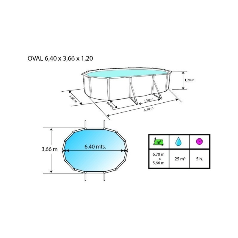 Piscina fuori terra TOI Pinus ovale 640x366xH120 con kit completo