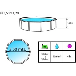 Oberirdischer Pool TOI Grauer Stein rund 350xH120 mit Komplettkit