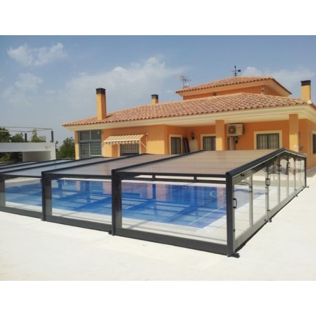 Abri de Piscine mi-haut Abrisol télescopique Capri 6.44x4m sans rail