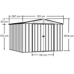 Habrita Metall Gerätehaus 313x297xh198 mit Schiebetür