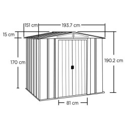 Metal Garden Shed Habrita 193x151xh190 Sliding Doors