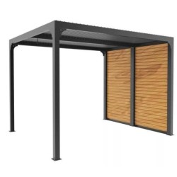 Pergola Bioclimatic Habrita anthracite aluminum 7,20 m2 suction cups imitation wood