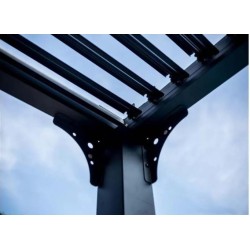 Pérgola bioclimática Habrita antracite alumínio 10,80 m2 ventosas imitação madeira